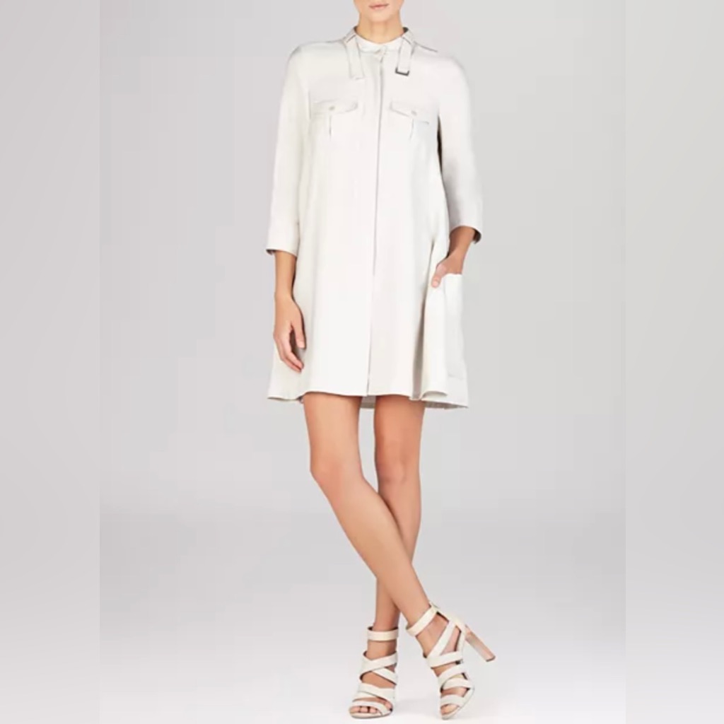 Bcbgmaxazria Emilee Light Beige Loose Fit Mini Dress Cargo Packets Xs